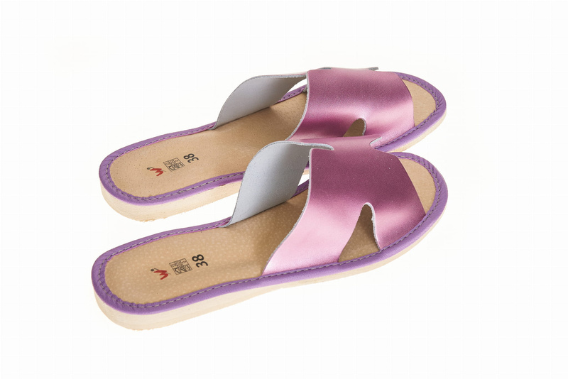 Wójciak Podhale Kapcie po domu damskie skóra naturalna z odkrytymi palcami