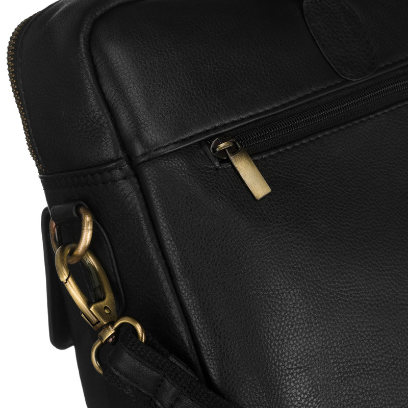 Męska torba na laptopa ze skóry naturalnej w czarnym kolorze - Peterson