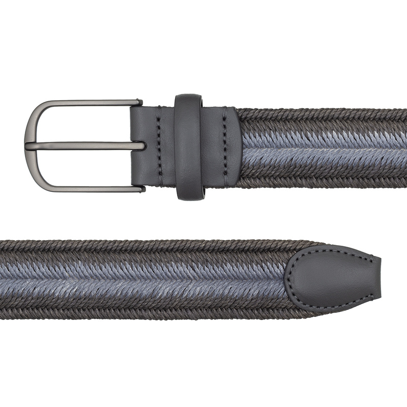 DuDu pasek do spodni męski z lnu i skóry naturalnej klasyczna klamra