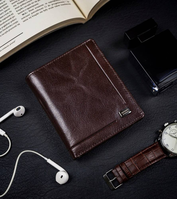 Skórzany męski portfel Rovicky PC-102-BAR RFID