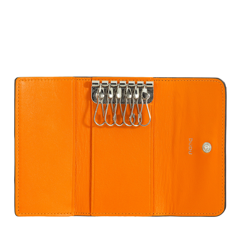 DuDu Etui na klucze skóra naturalna z 6 karabińczykami zamykane na zatrzask