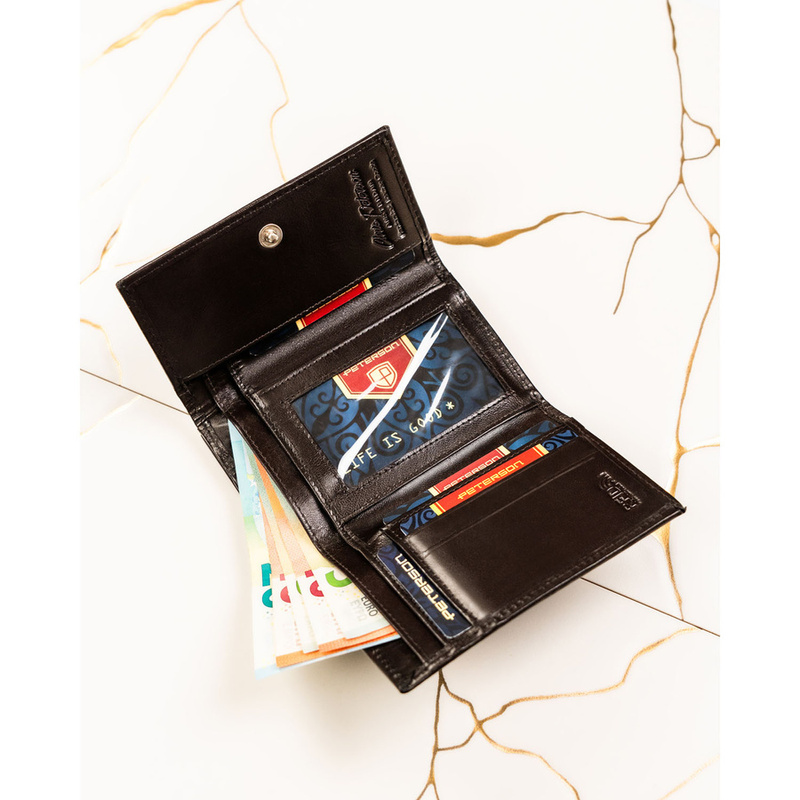 Mały portfel damski ze skóry naturalnej w brązowym kolorze - Peterson