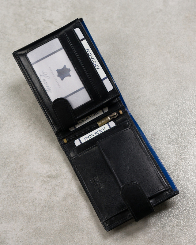 Zapinany Skórzany męski portfel Rovicky z RFID