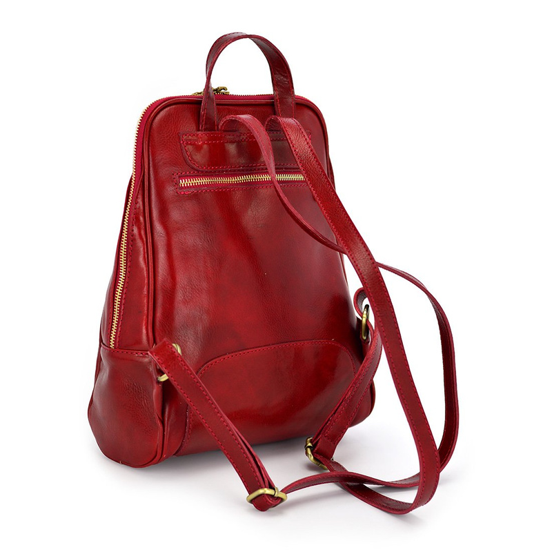 Florence Miejski Damski plecak skóra naturalna z kieszeniami na suwak