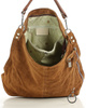 Torebka skórzana ponadczasowy design worek na ramię XL hobo leather bag - MARCO MAZZINI nubuk brąz migdałowy