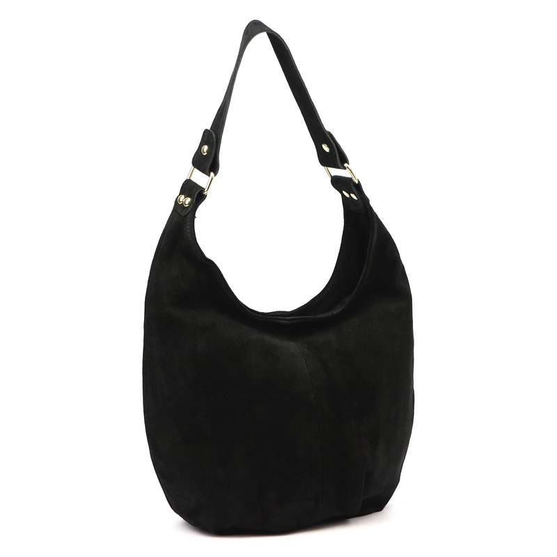 Vera Pelle damska torebka na ramię skóra naturalna zamszowa shopperbag