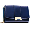 Granatowy, poziomy portfel damski wykonany ze skóry ekologicznej i zamykany na zatrzask - Peterson