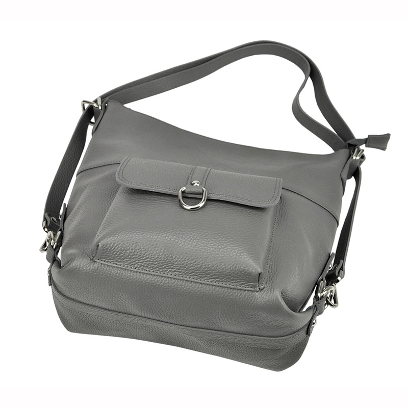 Duża elegancka damska skórzana torebka na ramię z kieszeniami PATRIZIA