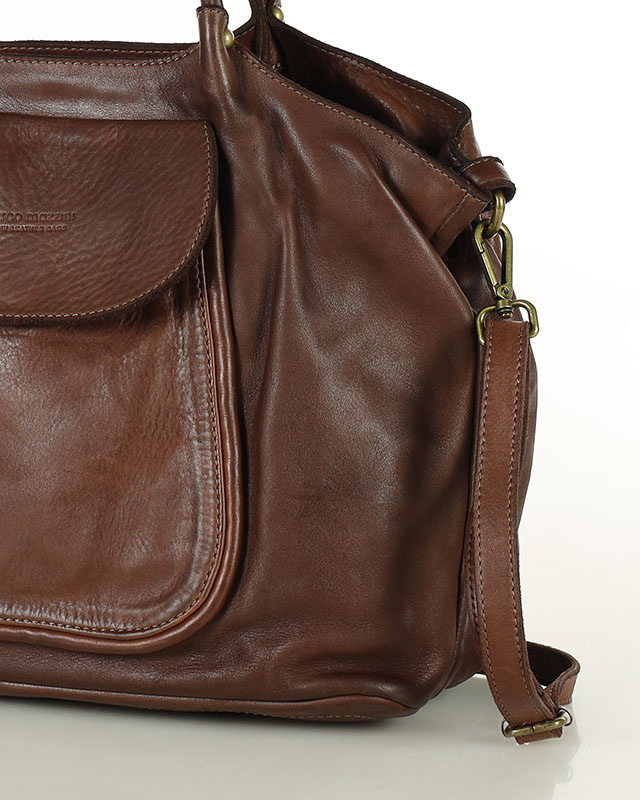 MARCO MAZZINI Torebka skórzana shopper bag ispirato dalla natura brąz