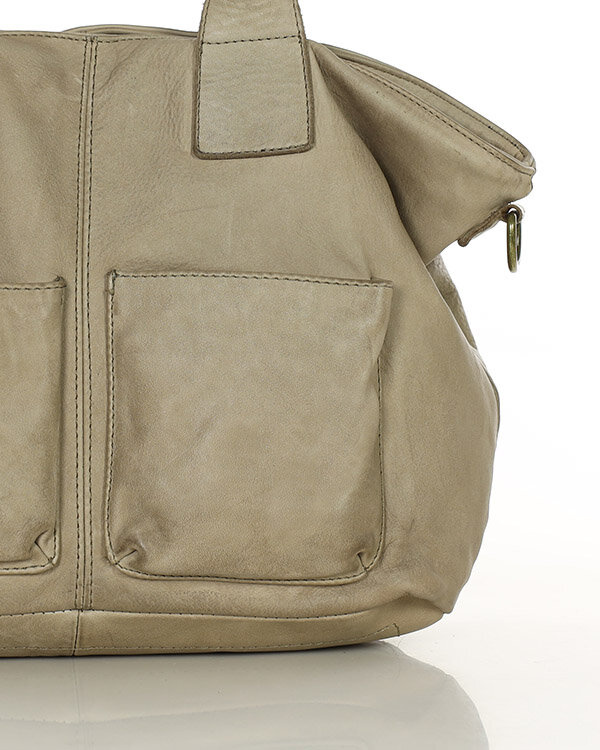 Torebka skórzana shopper bag - MARCO MAZZINI beż taupe