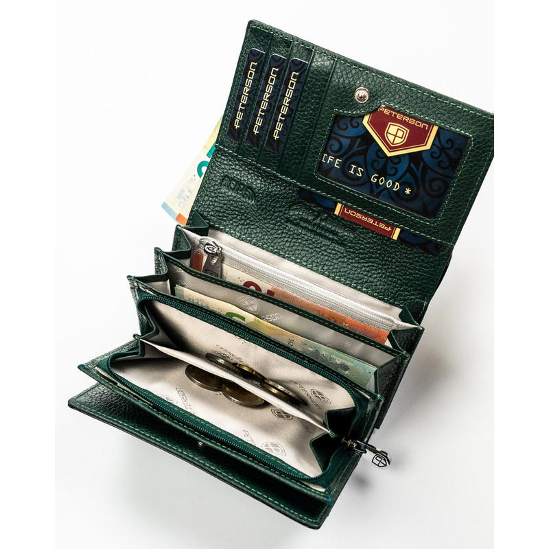 skóra naturalna + Damski portfel ze skóry ekologicznej Peterson PTN PS112-FDS