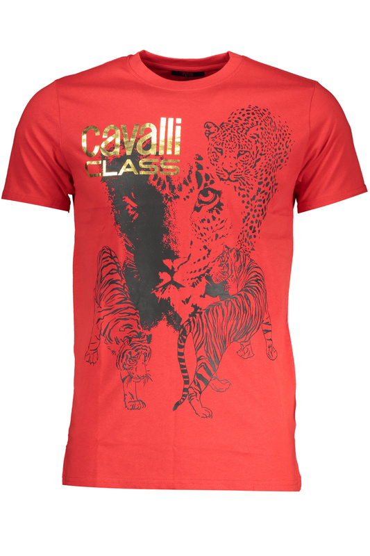 T-SHIRT MĘSKI Z KRÓTKIM RĘKAWEM KLASY CAVALLI CZERWONY