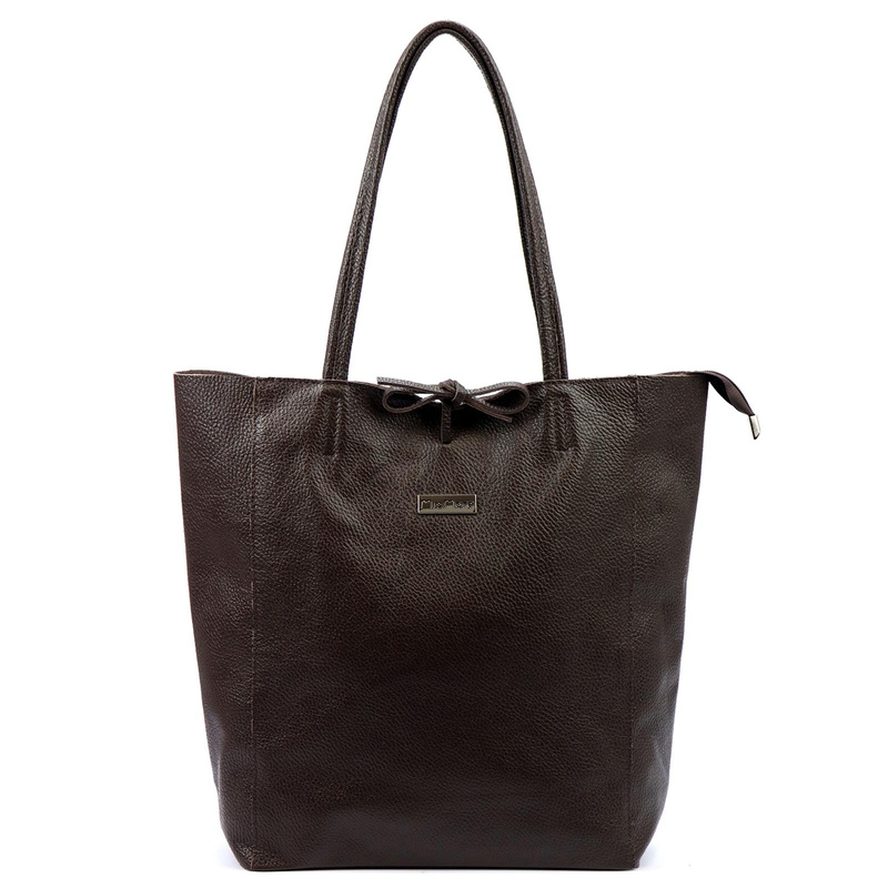 MiaMore Skórzana damska shopperbag duża torabka na ramię z kieszenią