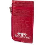 Etui na dokumenty karty czerwone skórzane skóra croco slim Beltimore J06