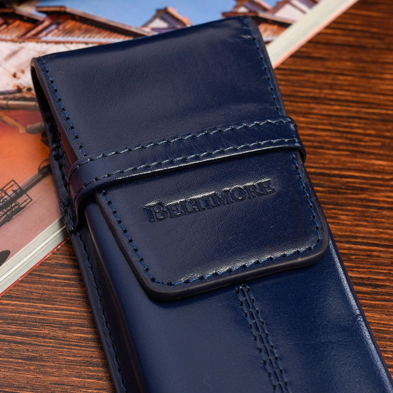 Piórnik Skórzany etui na pióro granatowe Beltimore J03