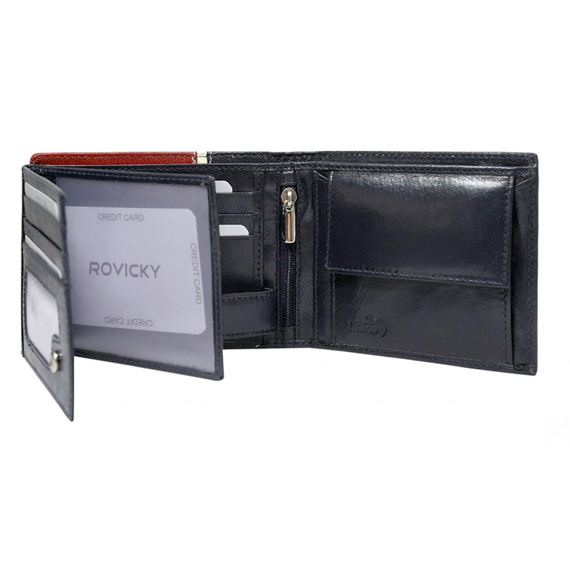 Poziomy portfel męski dwukolorowy ze skóry naturalnej HQ - Rovicky