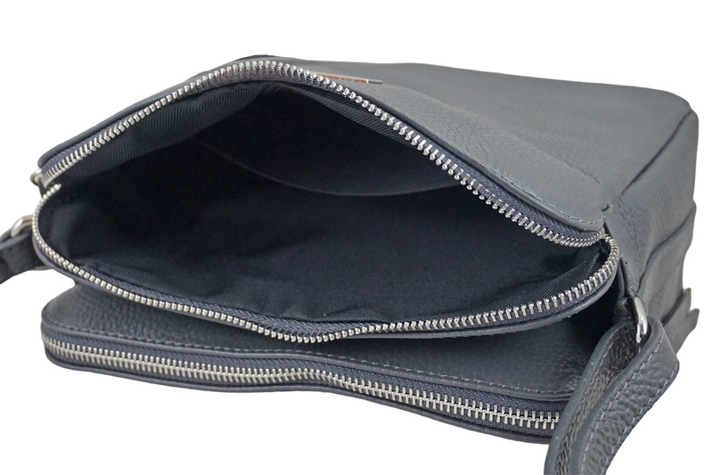 Torebka skórzana damska włoska - Szara ciemna