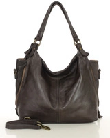 Torba skórzana wysokogatunkowa na ramię styl miejski shoulder leather bag - MARCO MAZZINI brąz caffe