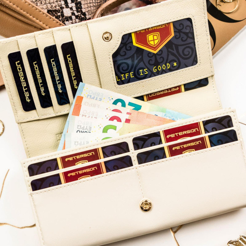 skóra naturalna + Damski portfel ze skóry ekologicznej Peterson PTN PX20-PF2