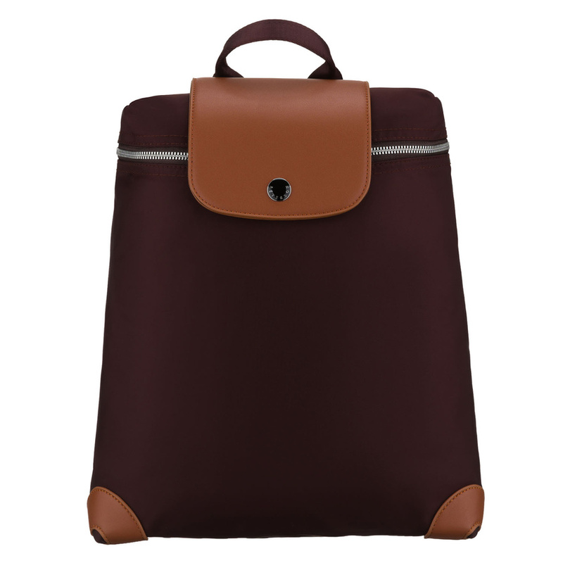 Bordowo-brązowy, miejski plecak damski z poliestru zawieszony na regulowanych szelkach - Peterson