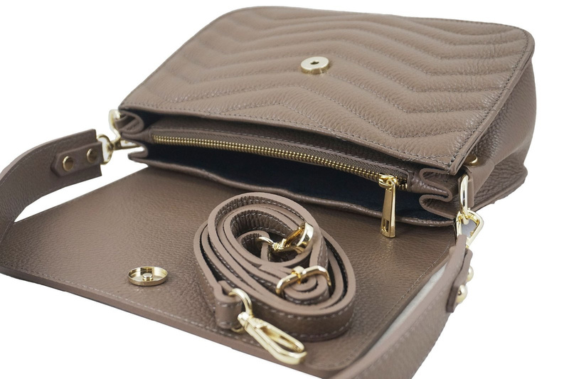 Torebka skórzana crossbody włoska - Brązowa jasna