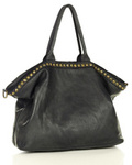 Duża torebka skórzana oversize style shopper bag - MARCO MAZZINI czarny