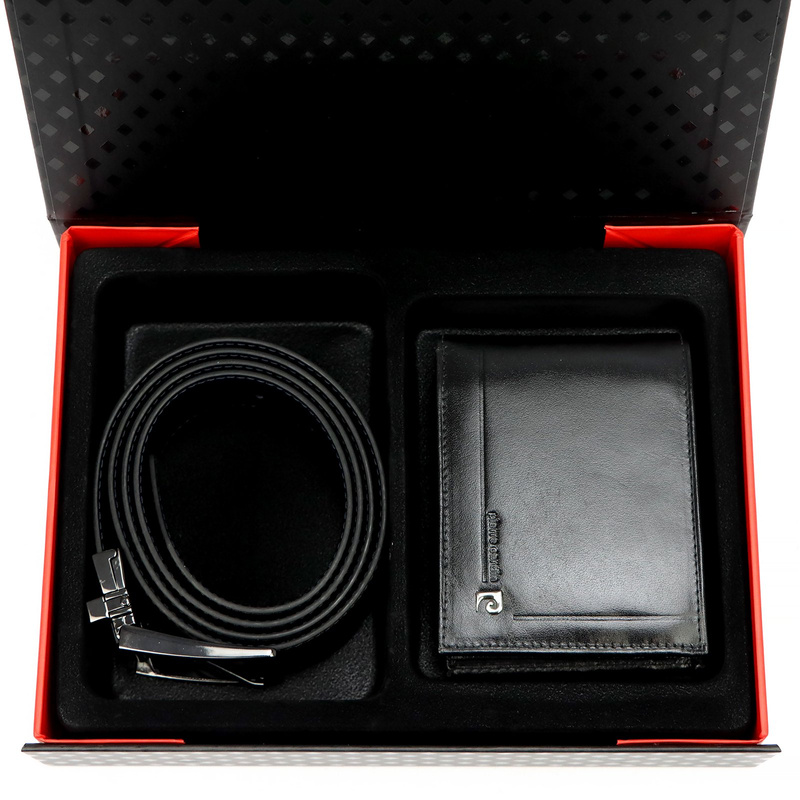 Pierre Cardin zestaw pasek do spodni i rozbudowany portfel skóra naturalna