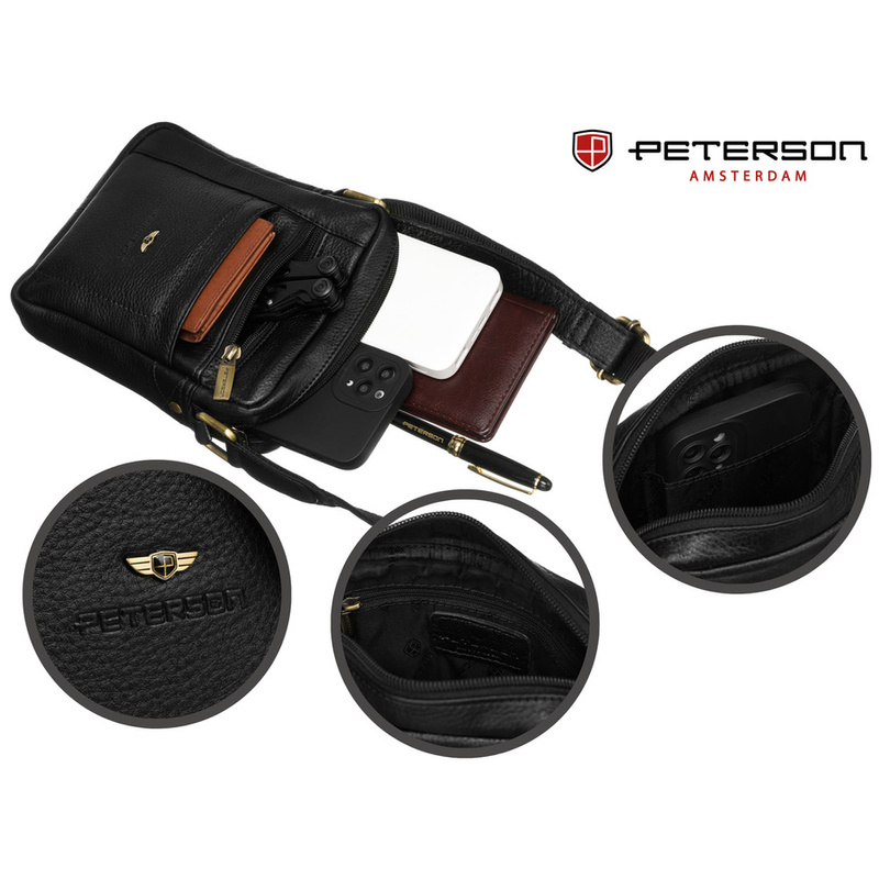 Saszetka męska z naturalnej skóry Peterson PTN 2505840-NDM