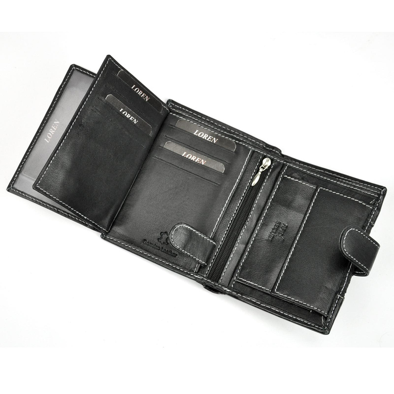 Loren męski portfel skóra naturalna pionowy zamykany na zatrzask RFID