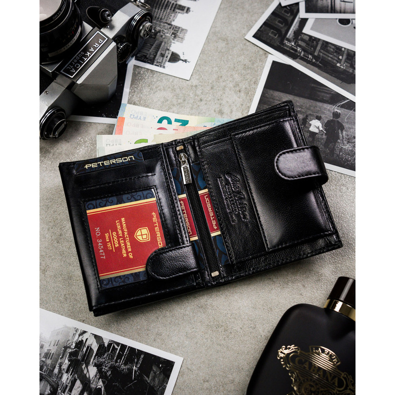 Meski zestaw prezentowy skóra naturalna Peterson PTN SET N4L-NGV-BW BLACK