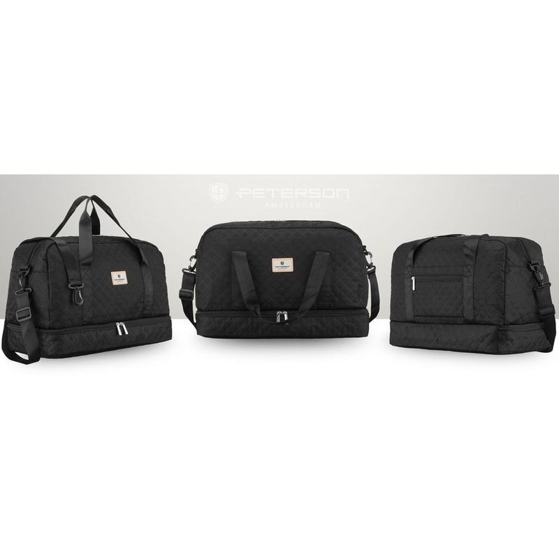Sportowa, treningowa torba w czarnym kolorze wykonana z poliestru - Peterson