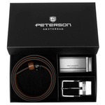 Meski zestaw prezentowy skóra naturalna Peterson PTN KL-B006-S001 BLACK-BROWN