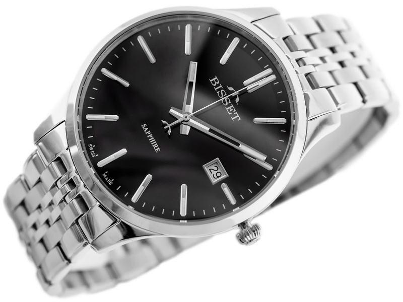 ZEGAREK MĘSKI BISSET BSDF383 (zb094b) - SZAFIROWE SZKŁO