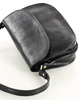 Czarna skórzana torebka saddle bag półksiężyc sztywna skóra - MARCO MAZZINI