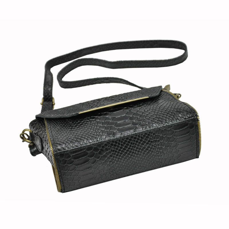 Vera Pelle damska listonoszka skórzana torebka na ramię skóra krokodyla