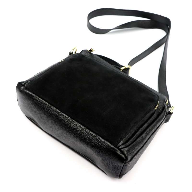 Luka damska listonoszka na ramię skóra naturalna dwie komory trzy kieszenie