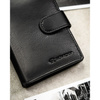 Czarny portfel męski ze skóry naturalnej mieszczący dowód rejestracyjny i wyposażony w system RFID - Rovicky