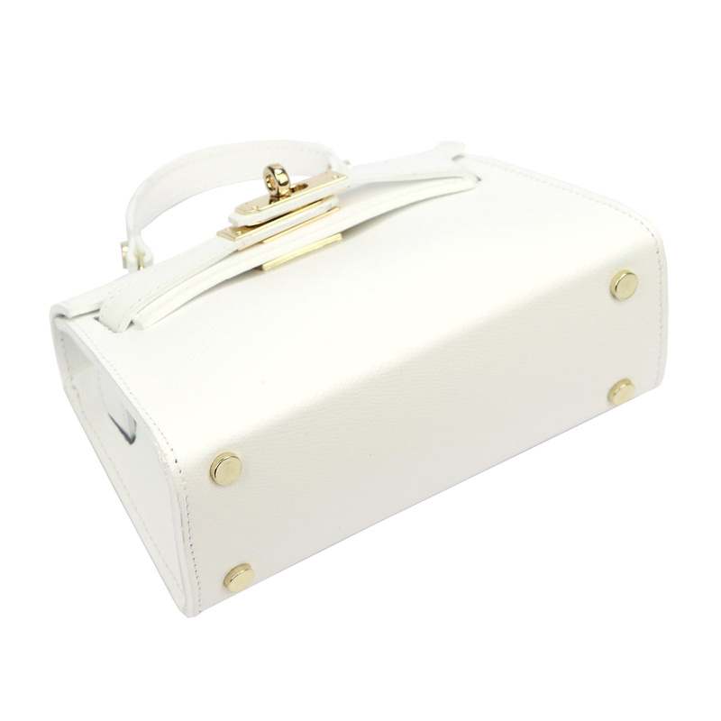 Mały damski kuferek listonoszka skórzana torebka do ręki z paskiem Luka