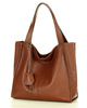 Modna torebka damska skórzany shopper bag - MARCO MAZZINI Portofino Max brąz