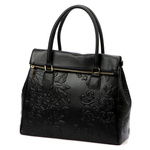 Vera Pelle damski duży kuferek torebka do ręki skóra naturalna z paskiem