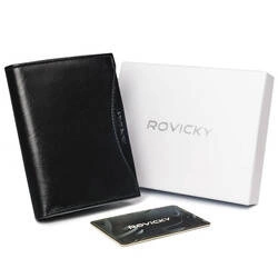 Stylowy Skórzany męski duży portfel z RFID Rovicky