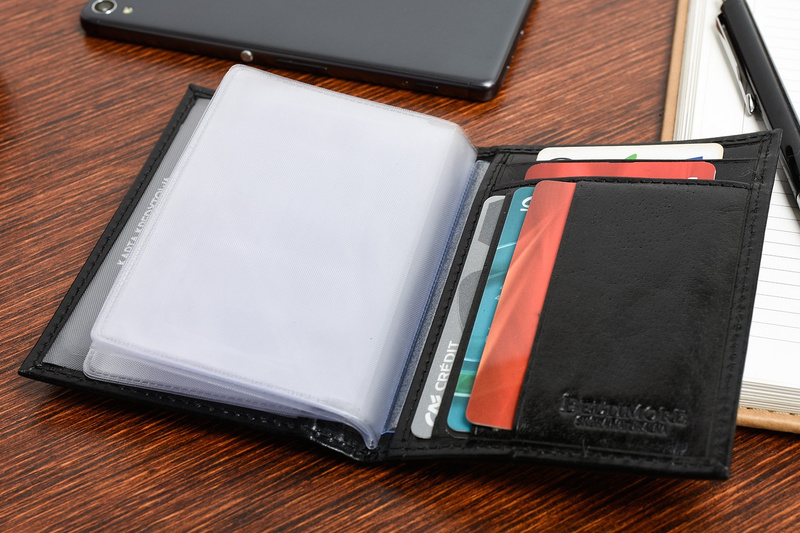 Etui na dokumenty karty czarne skórzane slim Beltimore G95