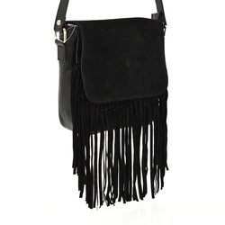 Listonoszka damska zamsz naturalny BOHO frędzle