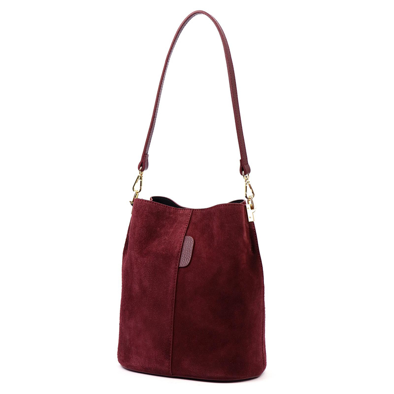 Skórzana Zamszowa damska listonoszka z organizerem torebka przez ramię Luka