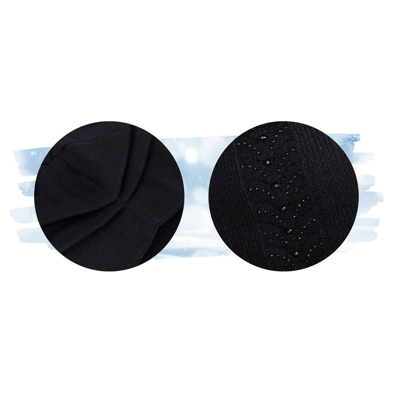 Czapka damska Beanie z kryształkami czarna - Peterson
