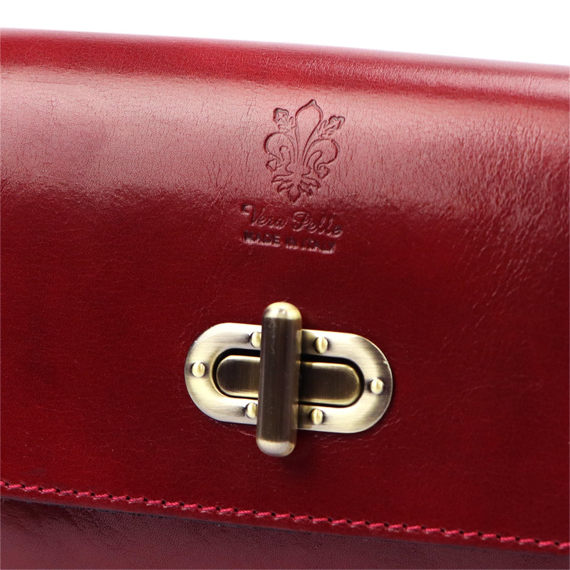 Florence Skórzana elegancka damska listonoszka torebka na ramię z klapą