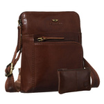 Brązowa, męska listonoszka ze skóry naturalnej zamykana suwakiem - Peterson