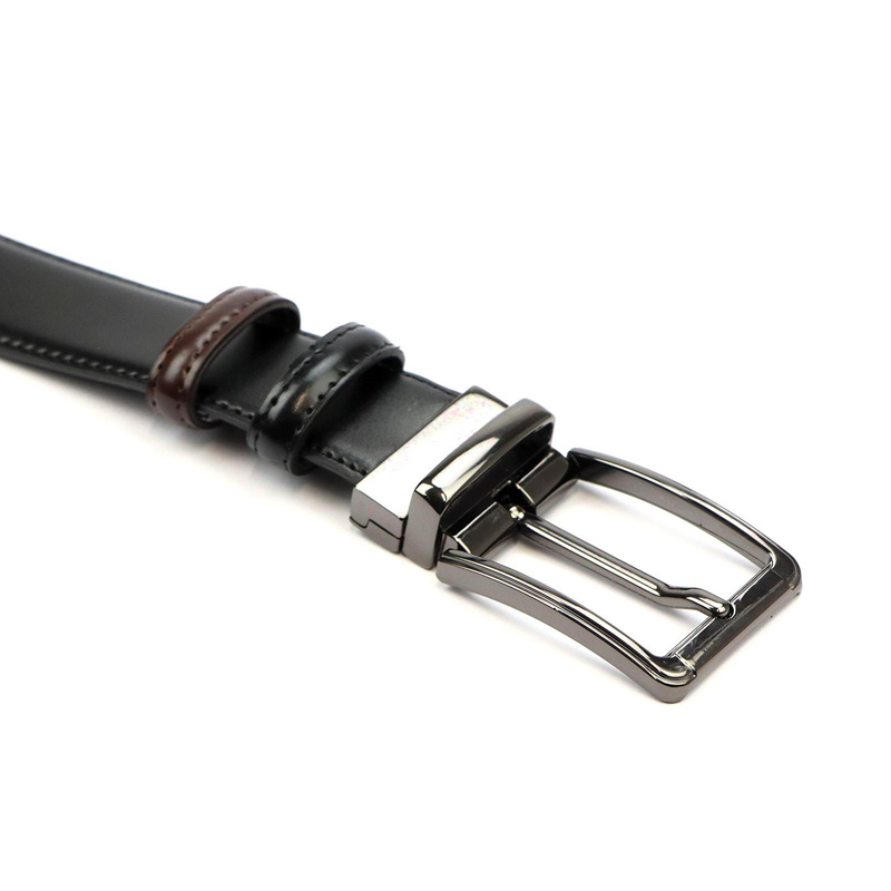 męski pasek z prawdziwej skóry Nordee BN001 BLACK/BROWN 2SIDED