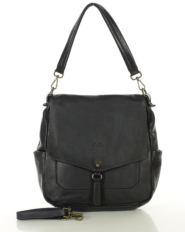 Wygodna torba damska na ramię skóra naturalna vera pelle - MARCO MAZZINI czarna