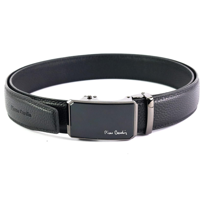 Pierre Cardin pasek do spodni męski czarny skórzany klamra automatyczna